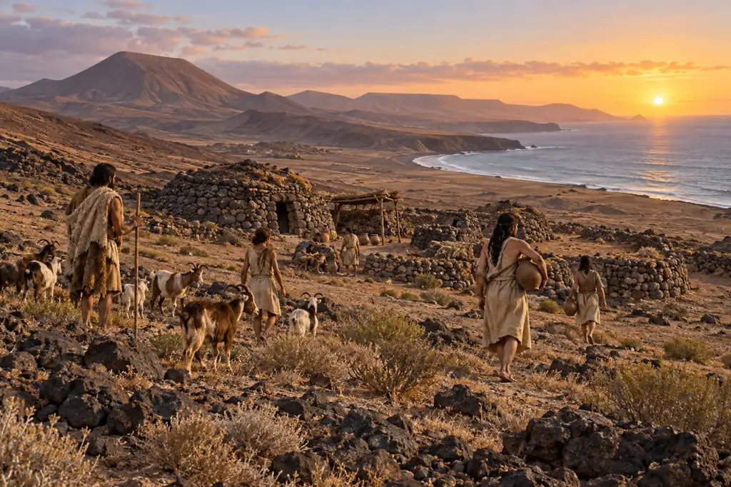 Recreación visual de los primeros pobladores de Fuerteventura