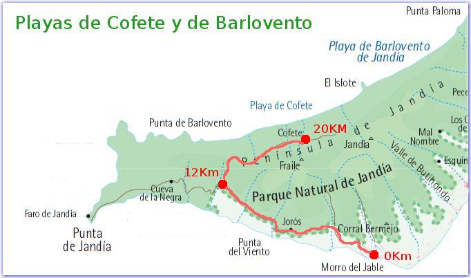 Mapa de Playa de Cofete - Barlovento de Jandía